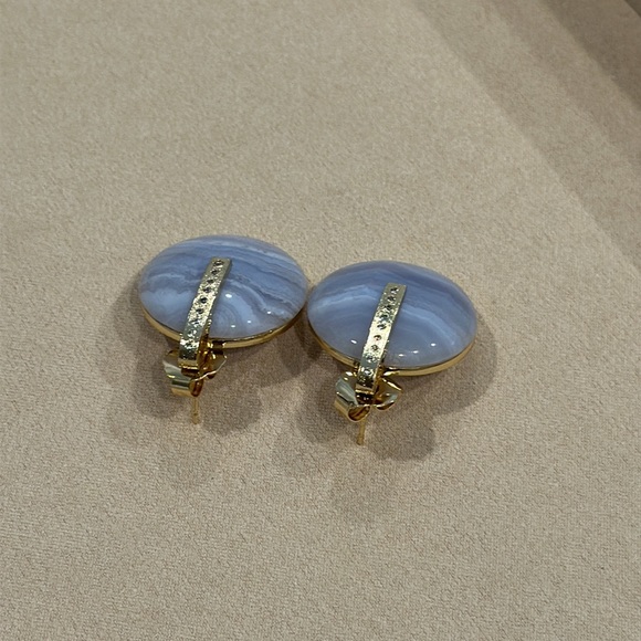 New Marcia Moran blue lace earrings